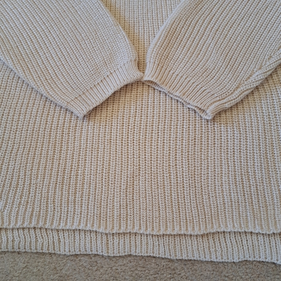 Gentle Fawn V-neck Sweater Size Large Cream Neutral Cozy Knit Ribbed - Picture 8 of 11